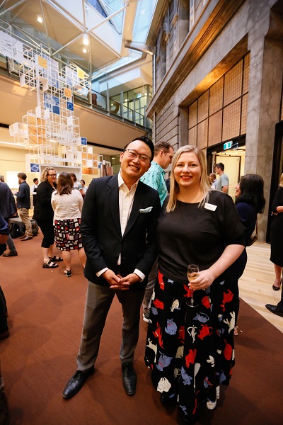 Photo of Aun Ngo and Anna Burkey at the StartSpace opening 12 March 2020