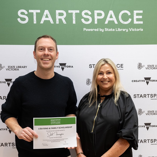 Lisa Ring Scholarship recipient Josh Farrington with Lisa Ring