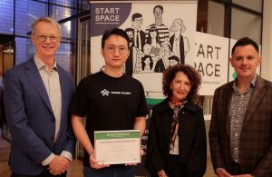 StartSpace 2000 member Jeremy Peng pictured with Paul Duldig, Christine Christian and Joel McGuinness